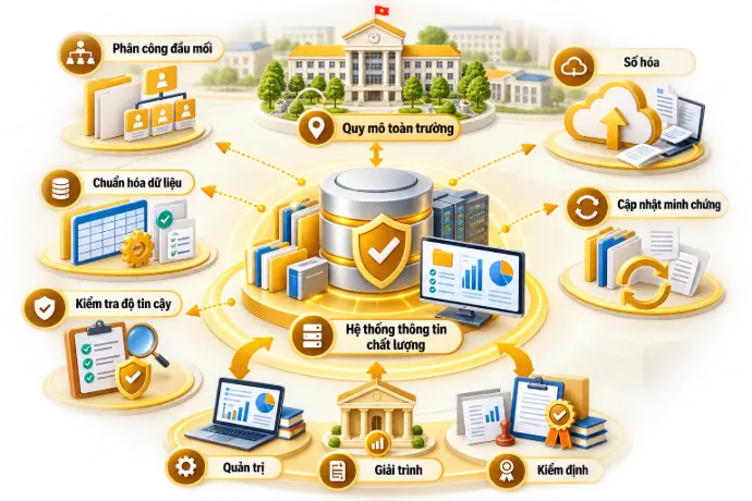 Thu thập, thẩm định, cải tiến minh chứng tự đánh giá CSGD 